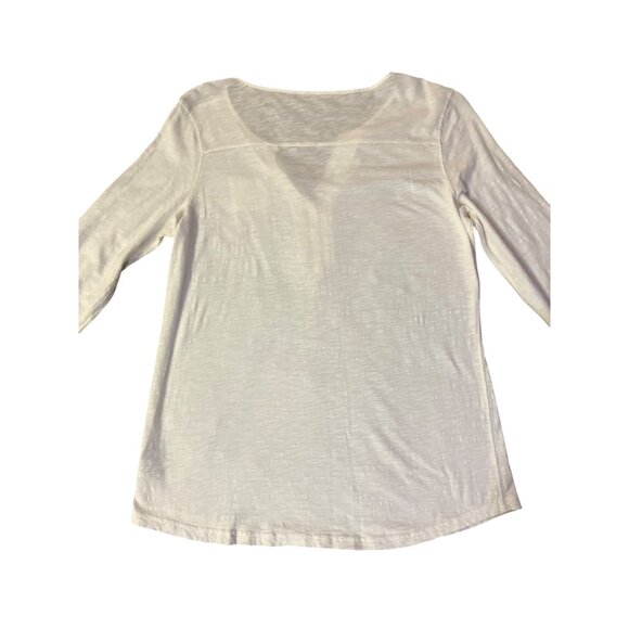 Eddie Bauer Cotton Henley Top Womens L Used Cream Button Trim Long Sleeve - Picture 12 of 14